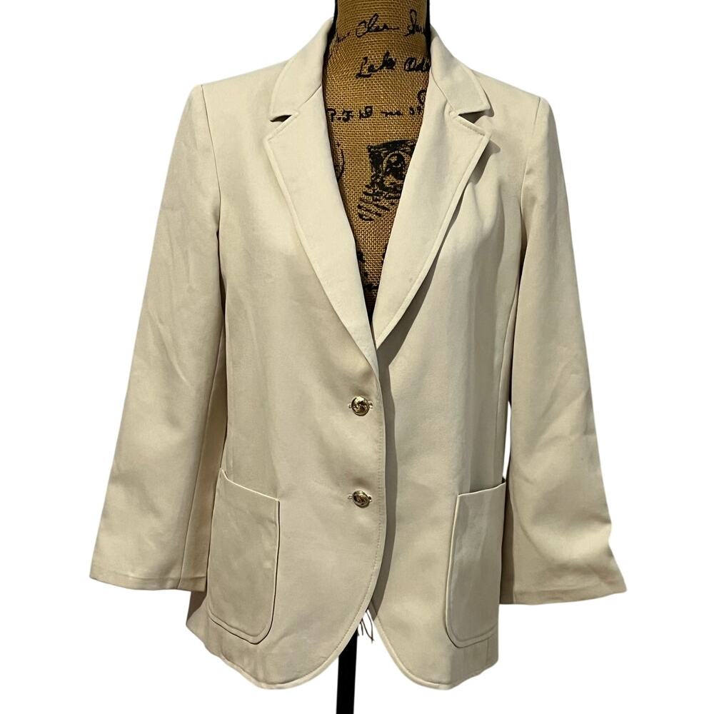 Vintage 70s 80s Jack Winter Cream Gold 2 Button Lined Blazer Women’s M